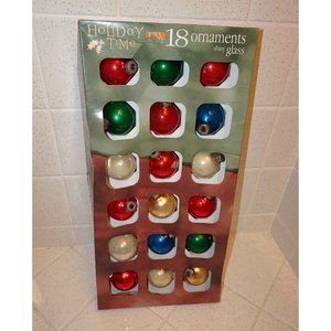 Vintage Holiday Time Multicolor 18 Christmas Ornaments shiny glass retro